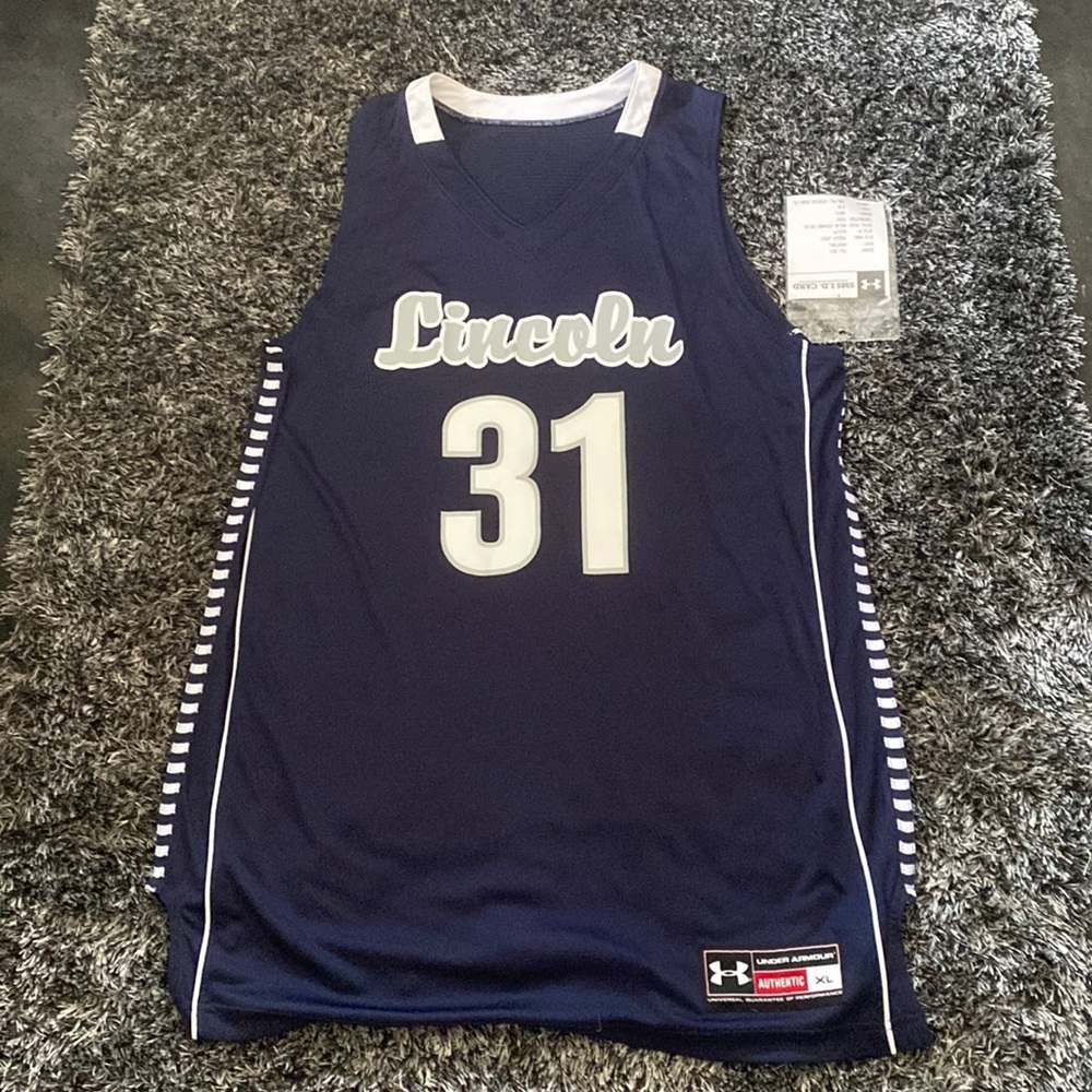 Men’s Lincoln University Blue Tigers Under Armour basketball jersey XL